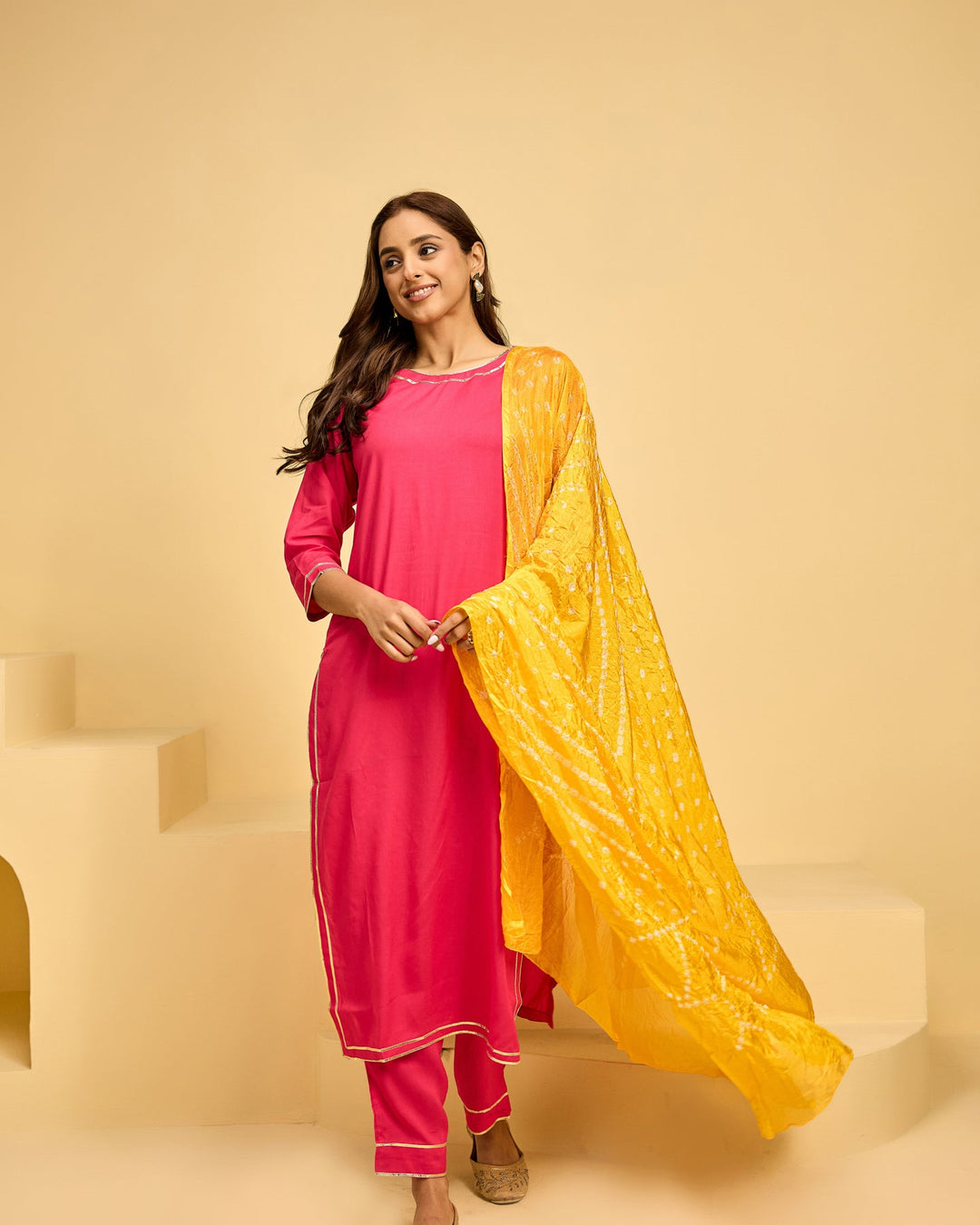 Pink-Rayon-3-Piece-Kurta-Set