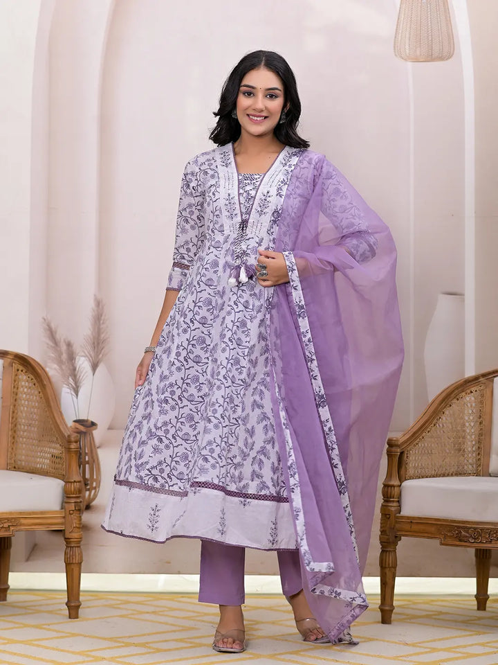 Purple-And-White-Cotton-Embroidered-Anarkali-Set