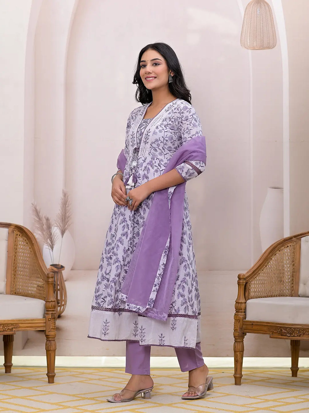 Purple-And-White-Cotton-Embroidered-Anarkali-Set