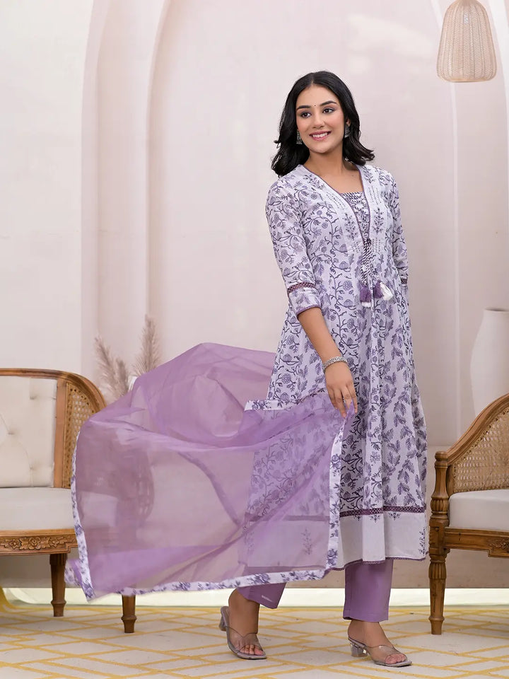 Purple-And-White-Cotton-Embroidered-Anarkali-Set