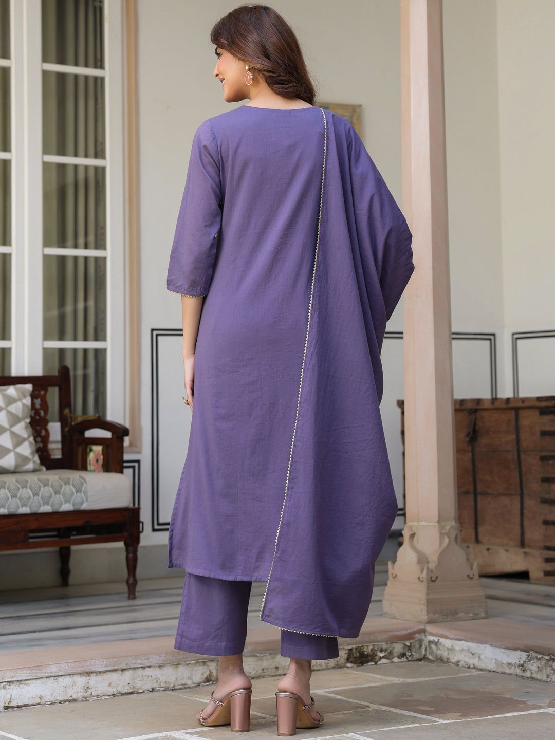 Purple-Cotton-A-Line-Embroidered-3-Piece-Kurta-Set