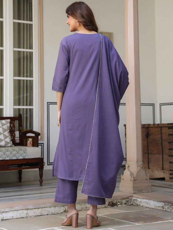 Purple-Cotton-A-Line-Embroidered-3-Piece-Kurta-Set