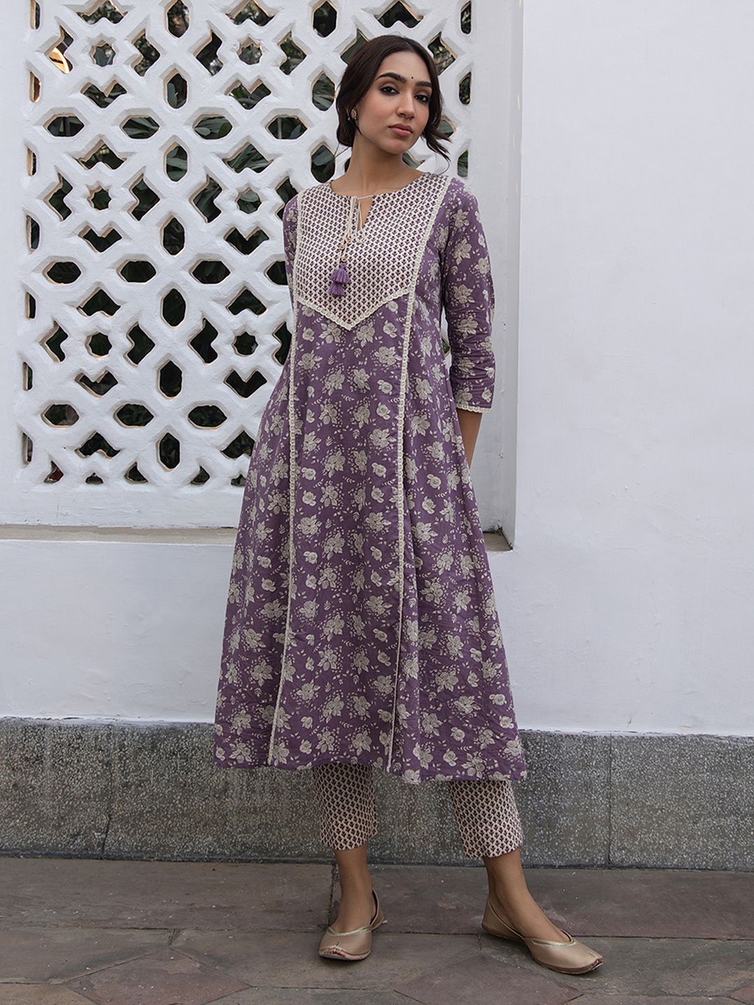 Purple-Cotton-Floral-Printed-2-Piece-Kurta-Set