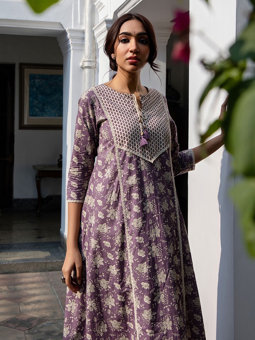 Purple-Cotton-Floral-Printed-2-Piece-Kurta-Set