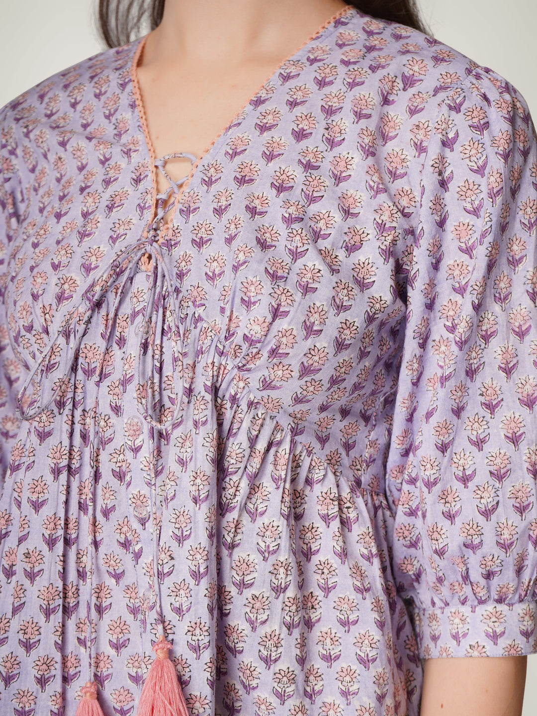 Purple-Cotton-Printed-V-Neck-Top