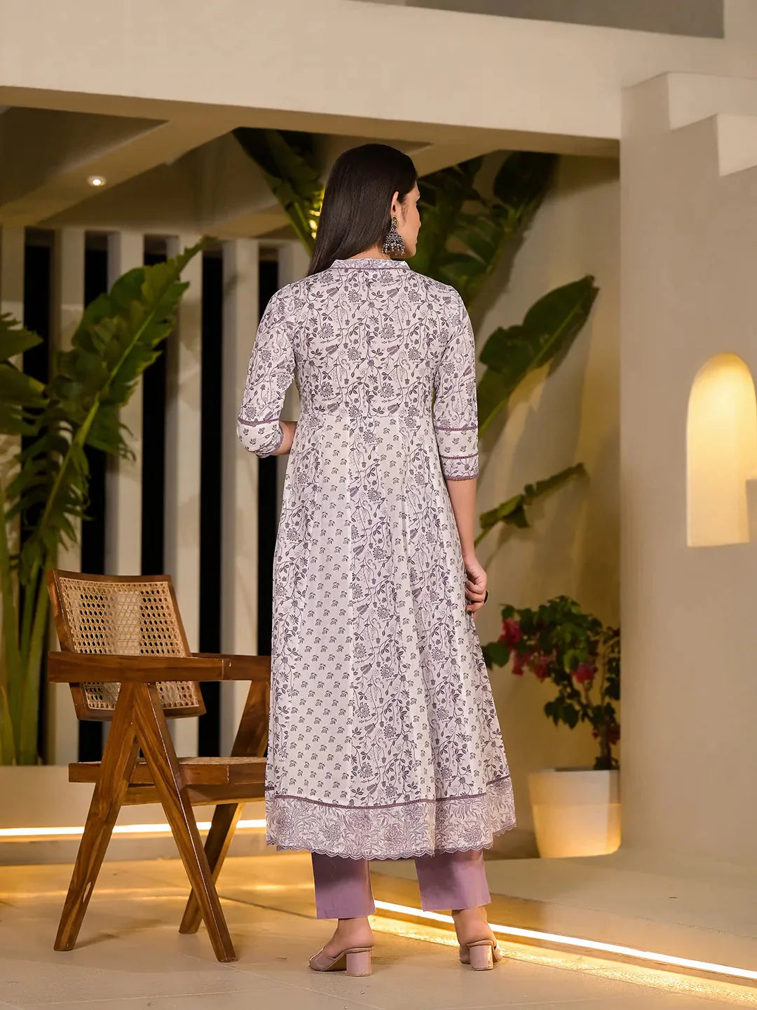 Purple-Cotton-Floral-Print-A-Line-Kurta-And-Trouser-Set