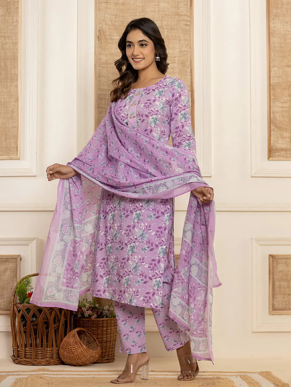 Purple-Cotton-Floral-Print-Straight-3-Piece-Kurta-Set