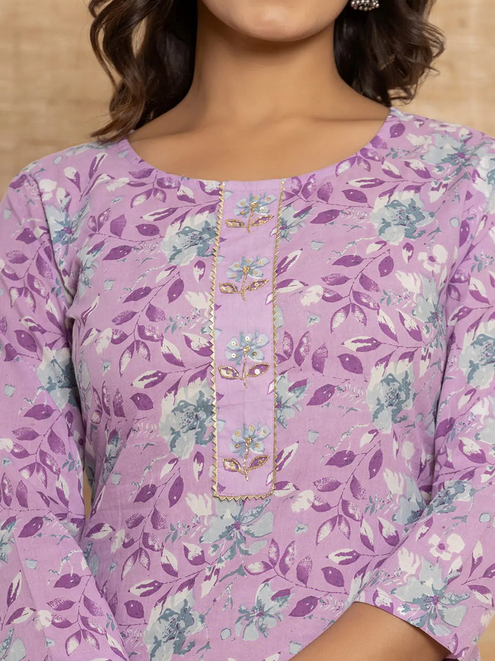 Purple-Cotton-Floral-Print-Straight-3-Piece-Kurta-Set