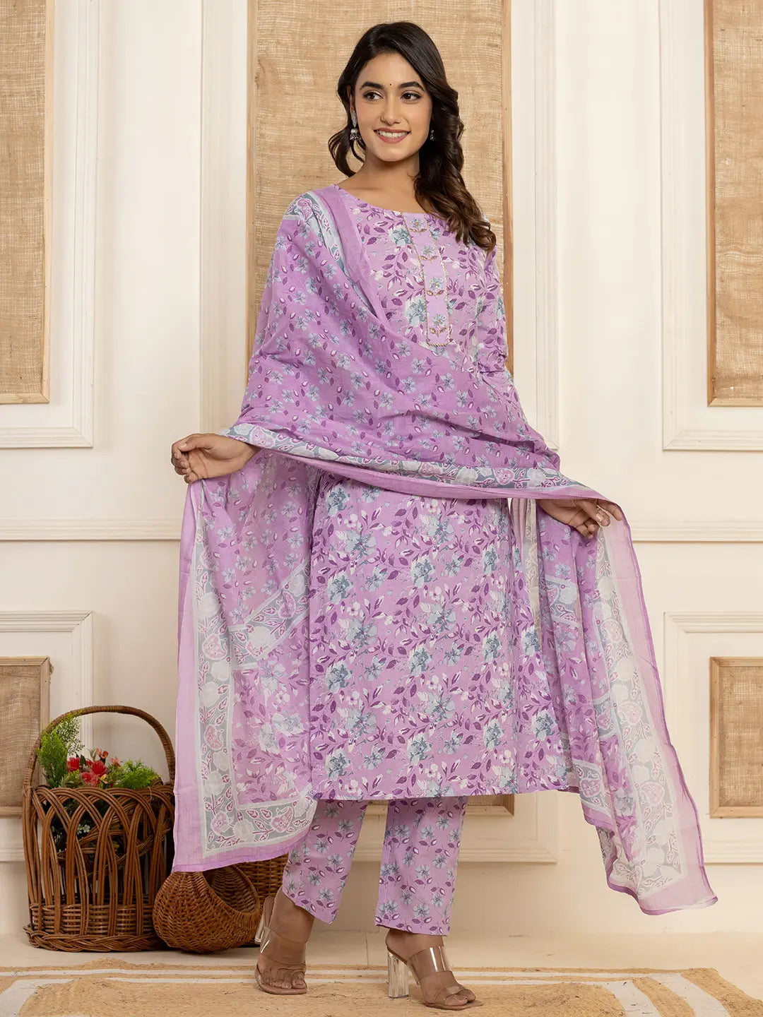 Purple-Cotton-Floral-Print-Straight-3-Piece-Kurta-Set