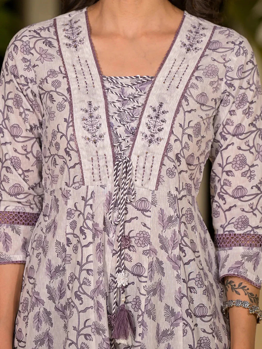 Purple-Cotton-Printed-Kantha-Work-A-Line-Dori-Work-Dress