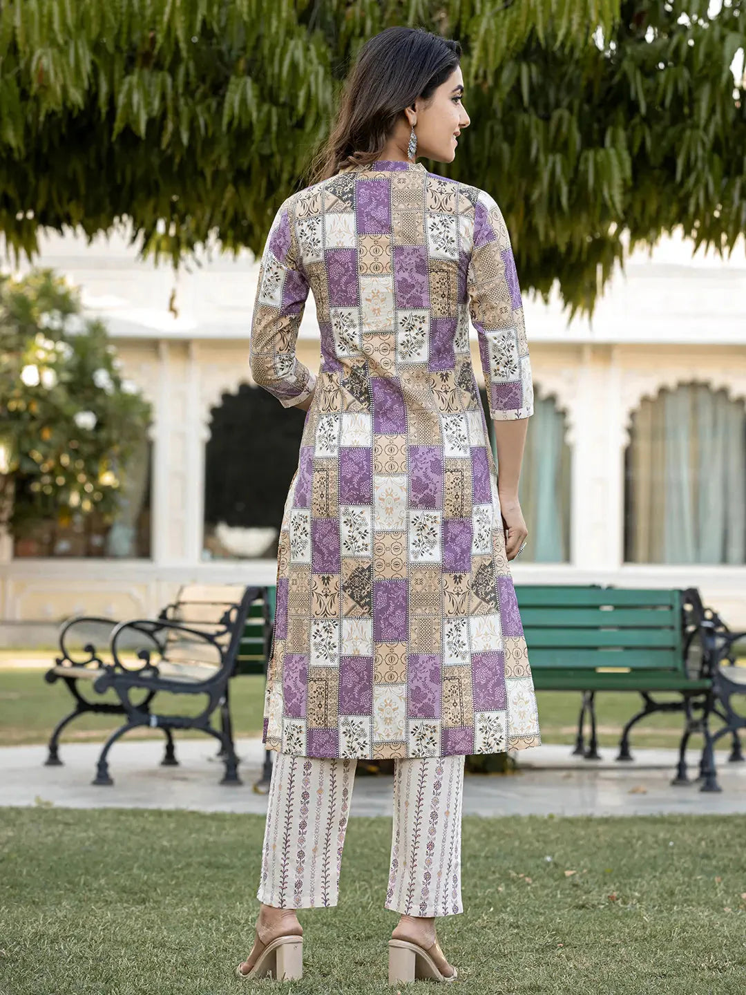 Purple-Cotton-Geometric-Print-Straight-3-Piece-Kurta-Set