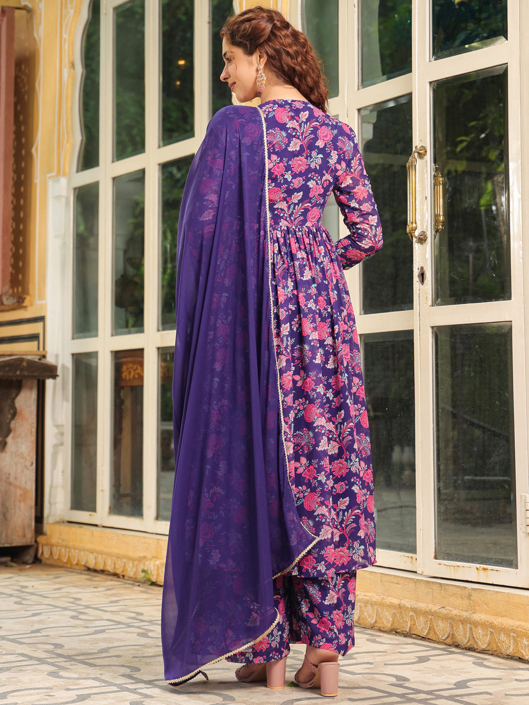 Purple-Georgette-Floral-3-Piece-Kurta-Set