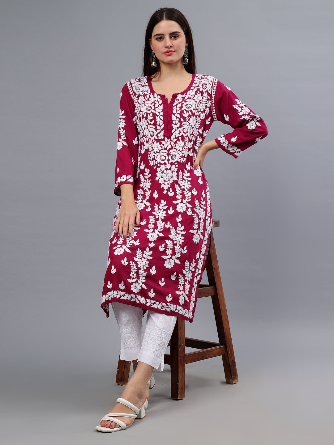 Purple-Modal-Embroidered-Chikankari-Kurti