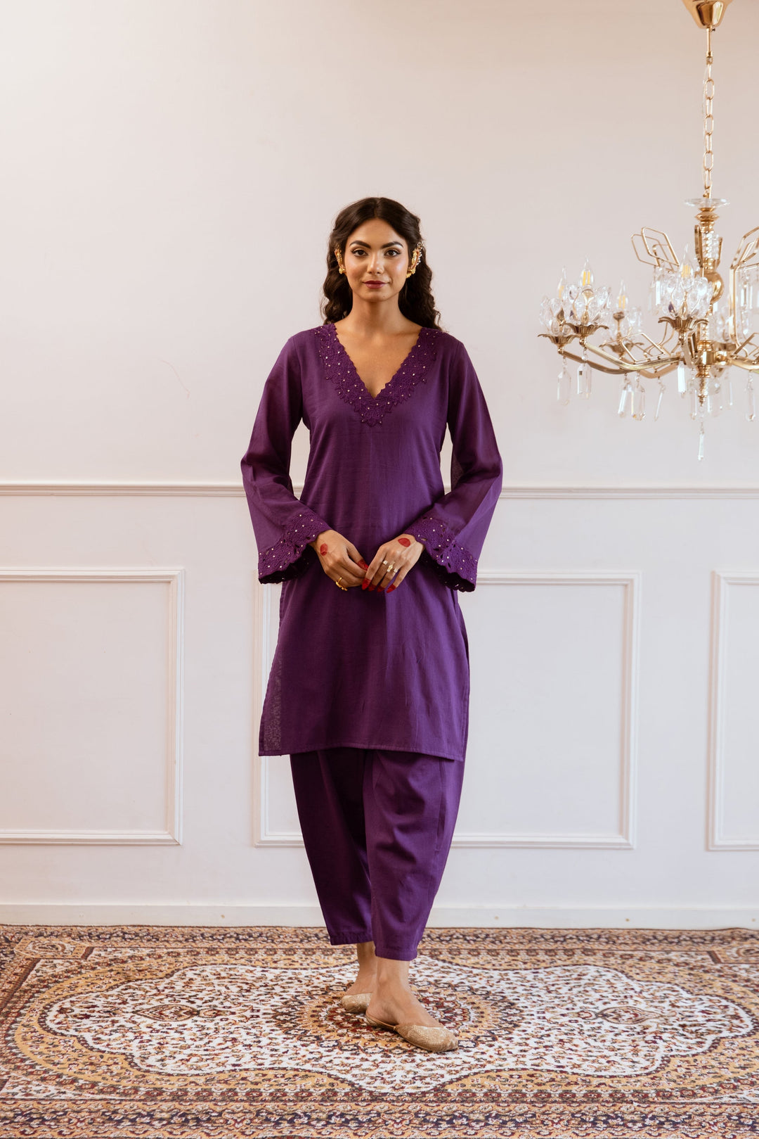 Purple-Mulmul-Embroidered-Straight-3-piece-Kurta-Set