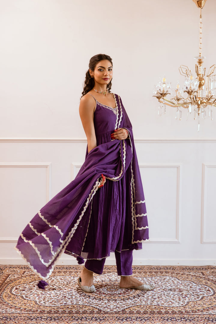 Purple-Mulmul-Gotta-Patti-Work-Strappy-Anarkali-Set