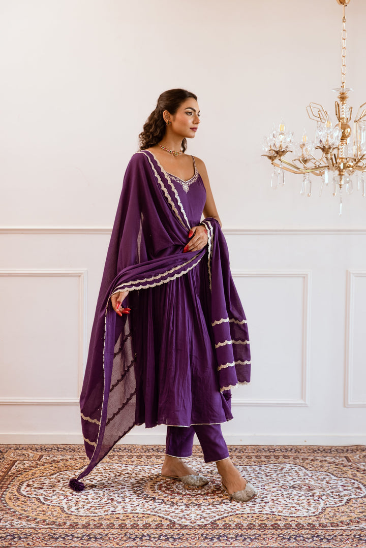 Purple-Mulmul-Gotta-Patti-Work-Strappy-Anarkali-Set