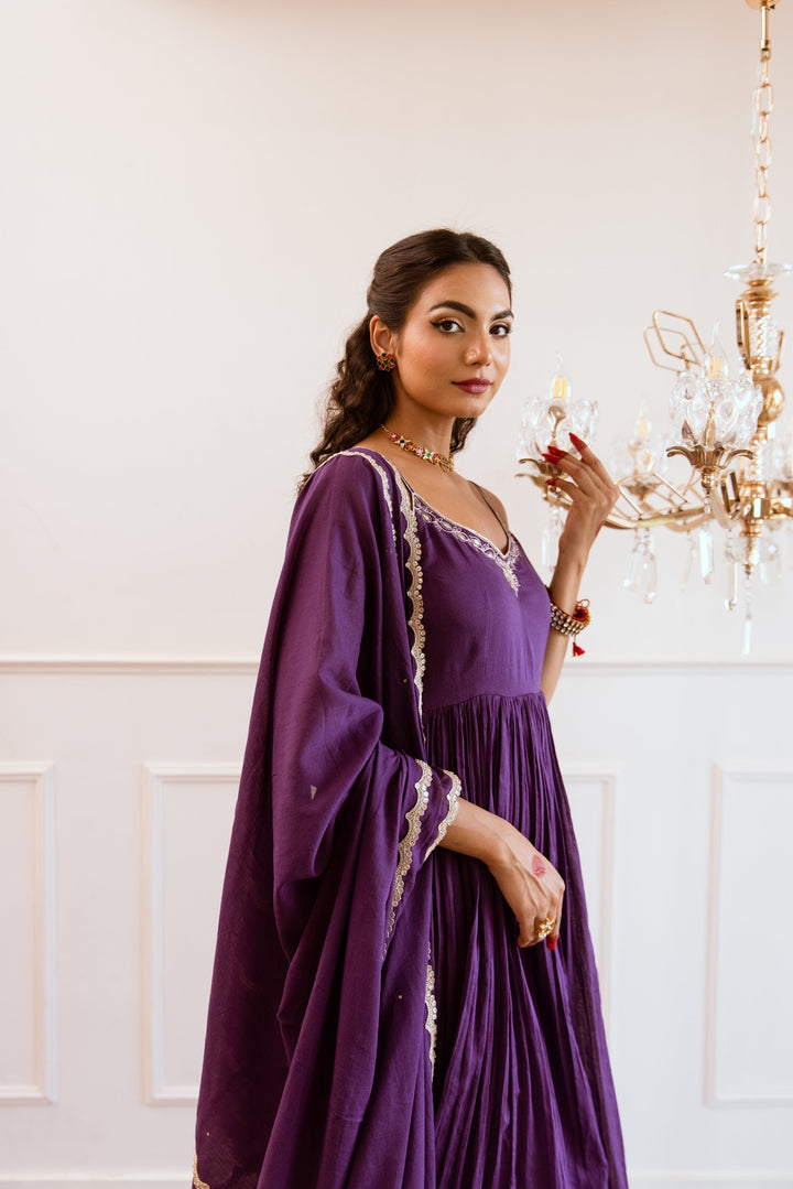 Purple-Mulmul-Gotta-Patti-Work-Strappy-Anarkali-Set