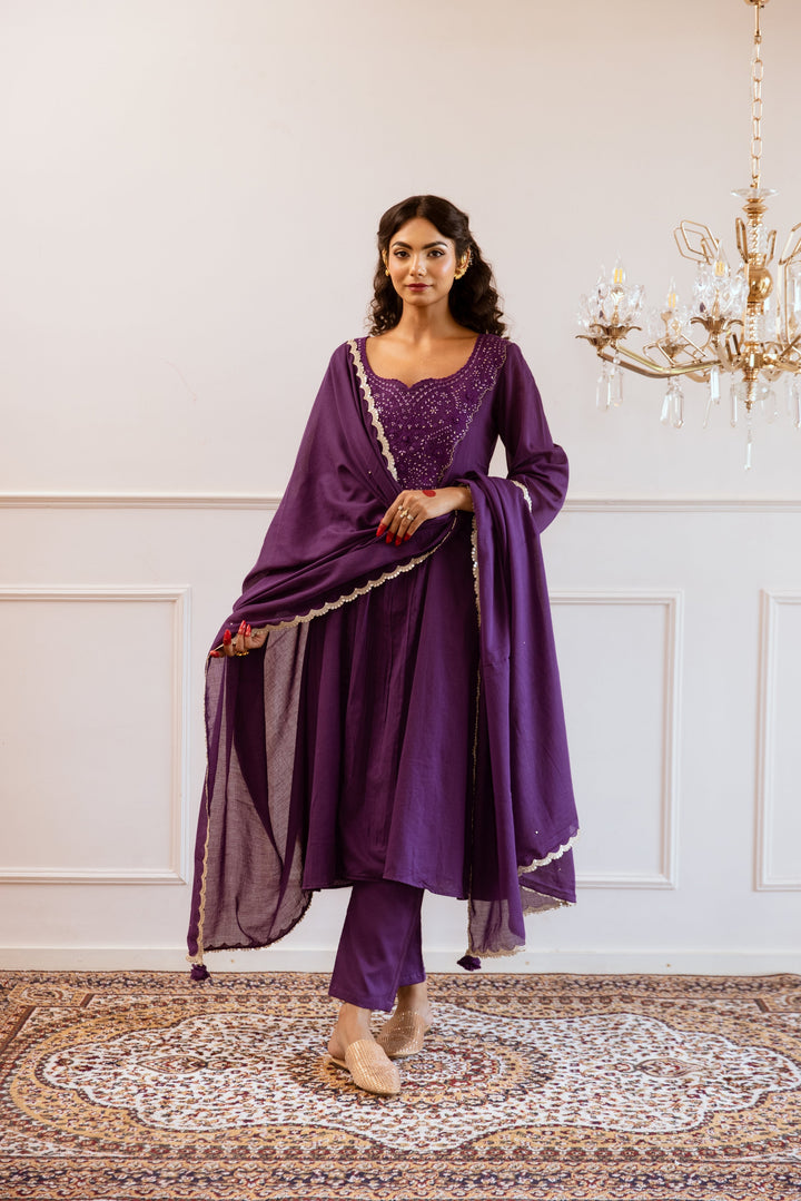 Purple-Mulmul-Yoke-Embroidered-Anarkali-Set