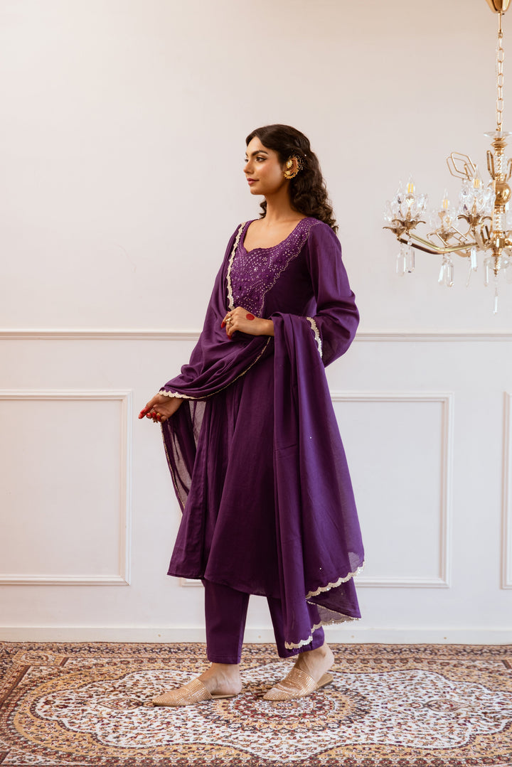 Purple-Mulmul-Yoke-Embroidered-Anarkali-Set