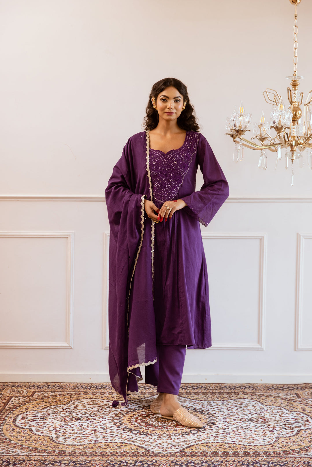 Purple-Mulmul-Yoke-Embroidered-Anarkali-Set