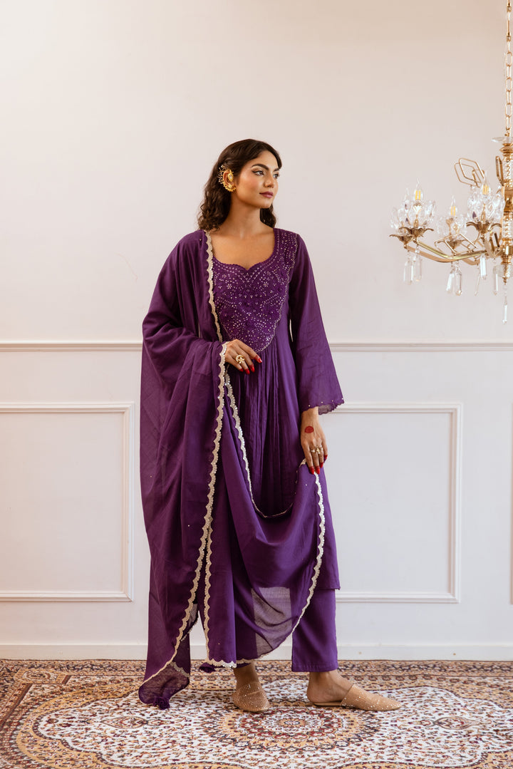 Purple-Mulmul-Yoke-Embroidered-Anarkali-Set