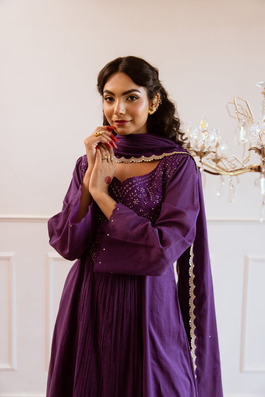 Purple-Mulmul-Yoke-Embroidered-Anarkali-Set