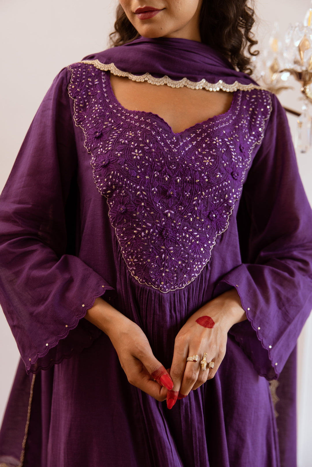 Purple-Mulmul-Yoke-Embroidered-Anarkali-Set