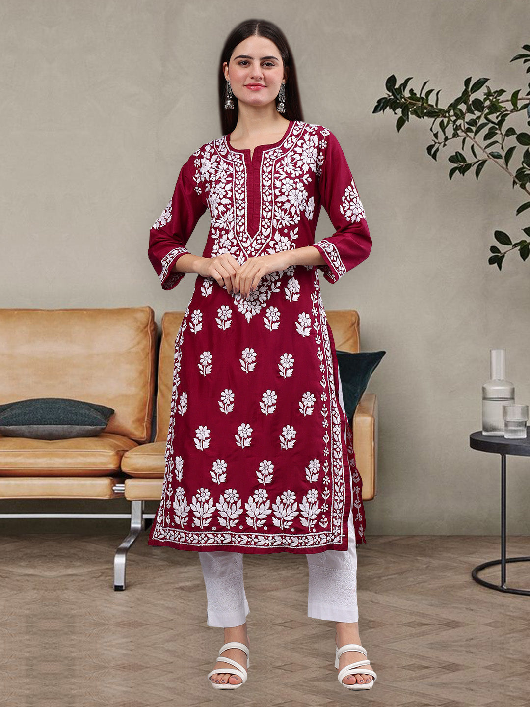 Purple-Muslin-Embroidered-Chikankari-Kurti