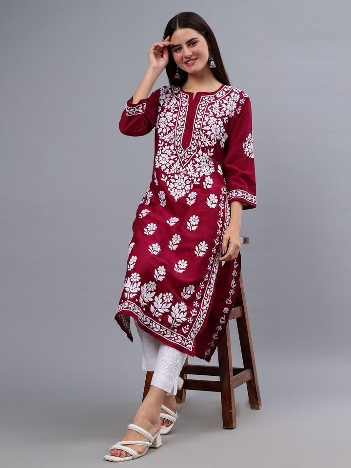 Purple-Muslin-Embroidered-Chikankari-Kurti