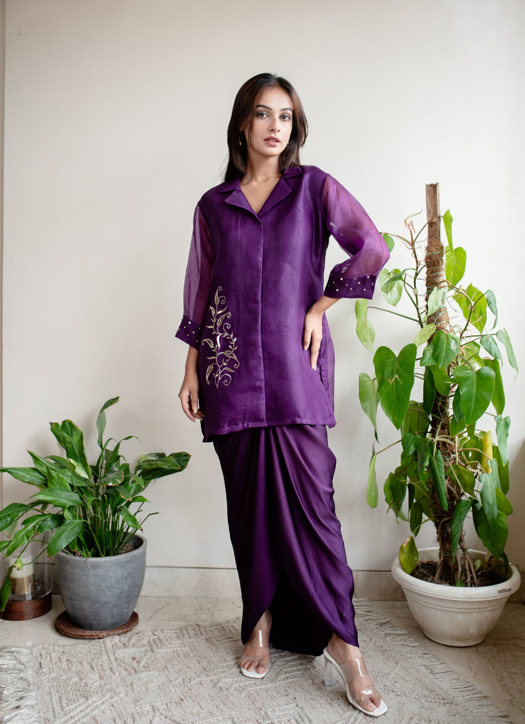 Purple-Organza-Mukaish-Embroidery-Dhoti-Skirt-Style-Co-Ord-Set