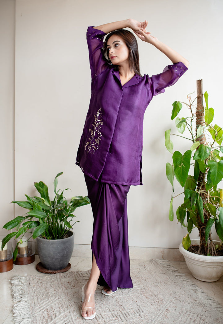 Purple-Organza-Mukaish-Embroidery-Dhoti-Skirt-Style-Co-Ord-Set