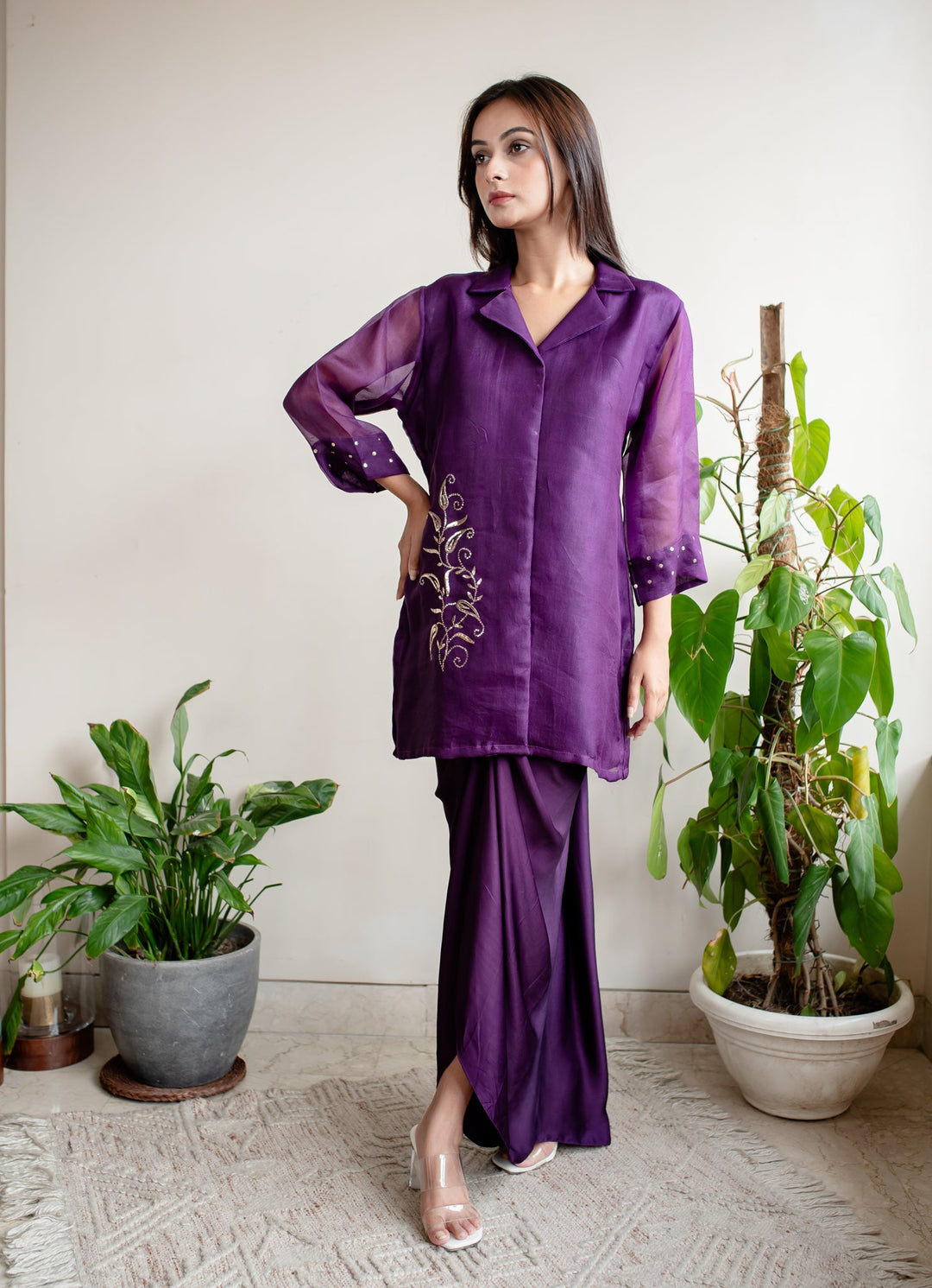 Purple-Organza-Mukaish-Embroidery-Dhoti-Skirt-Style-Co-Ord-Set