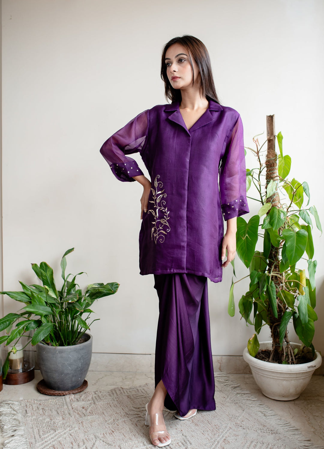 Purple-Organza-Mukaish-Embroidery-Dhoti-Skirt-Style-Co-Ord-Set