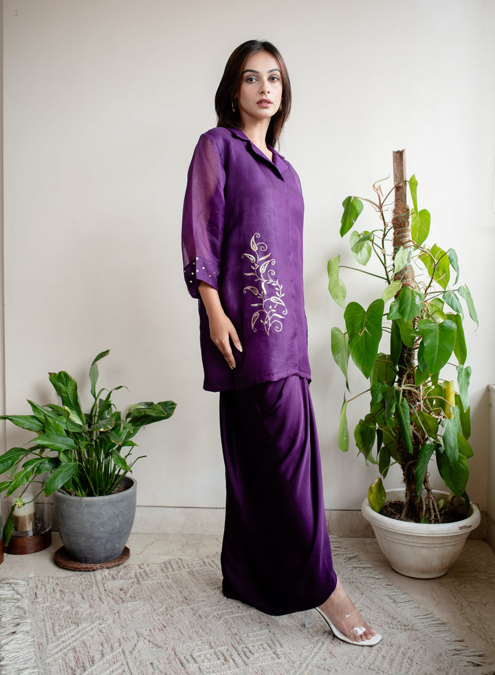 Purple-Organza-Mukaish-Embroidery-Dhoti-Skirt-Style-Co-Ord-Set