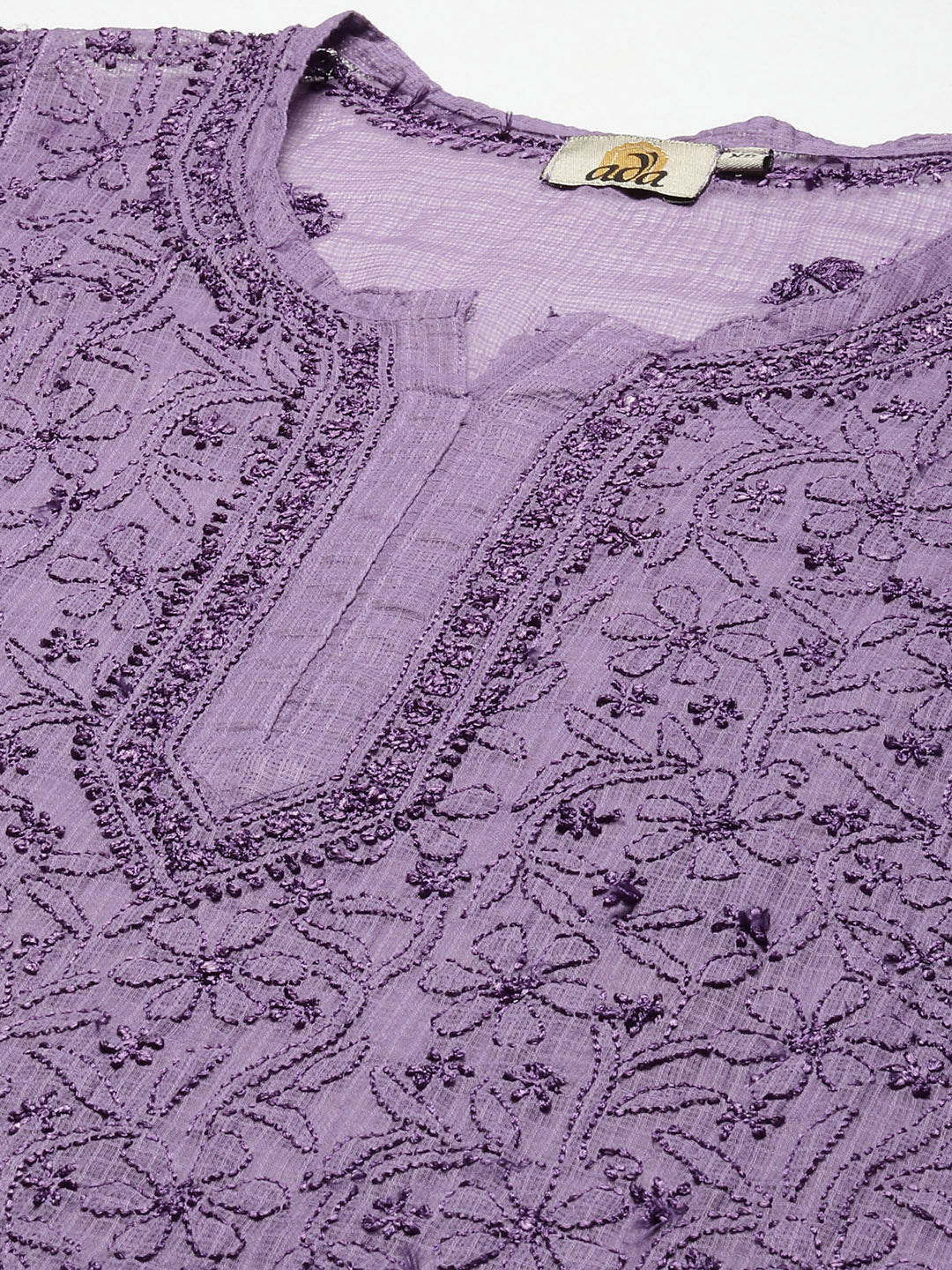 Purple Original Kota Chikankari Tunic With Slip