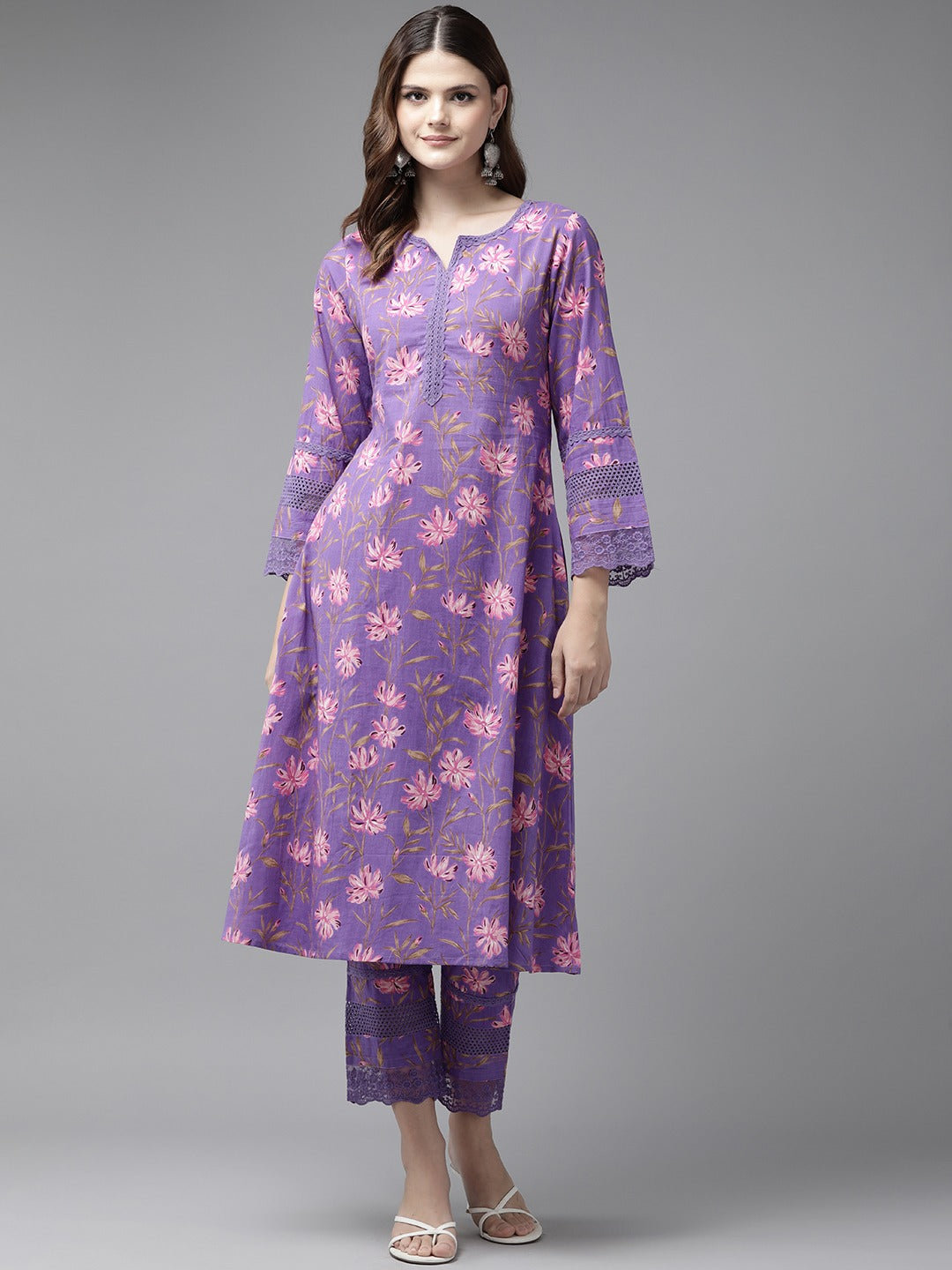 Purple-Cotton-Embroideried-2-Piece-Kurta-Set