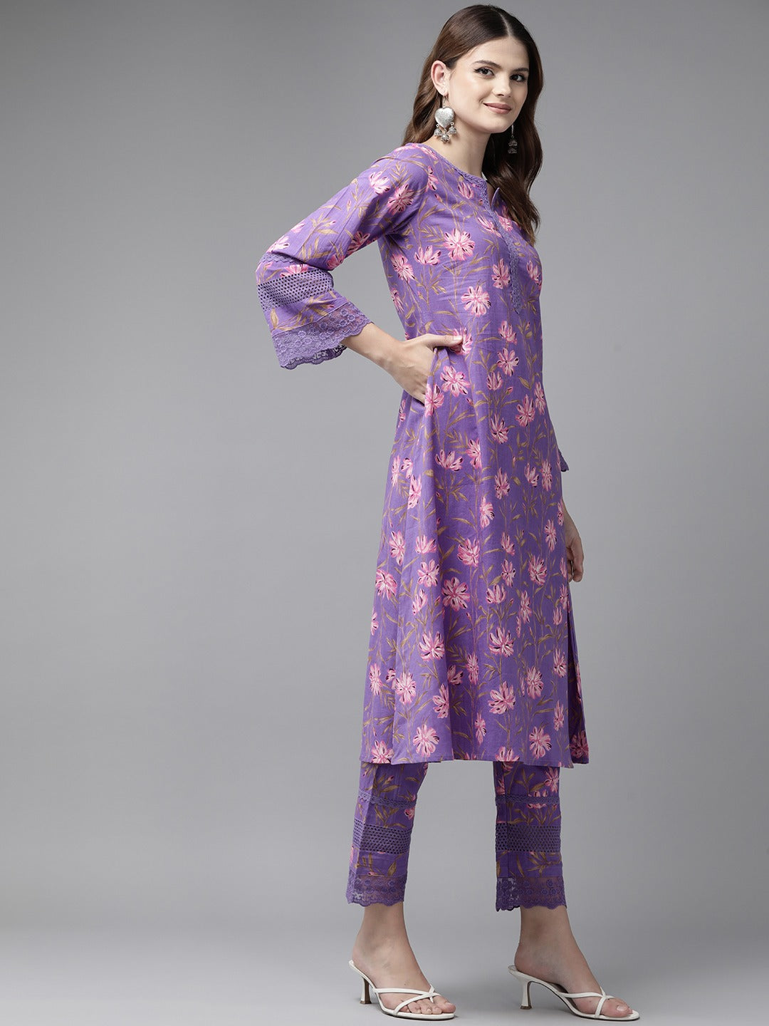 Purple-Cotton-Embroideried-2-Piece-Kurta-Set