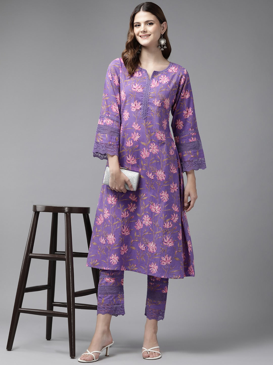 Purple-Cotton-Embroideried-2-Piece-Kurta-Set