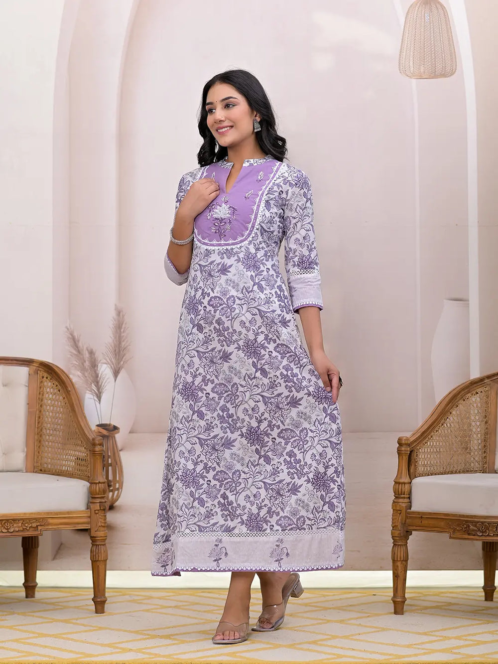 Purple-Cotton-Resham-Embroidery-Cotton-A-Liine-Maxi-Dress