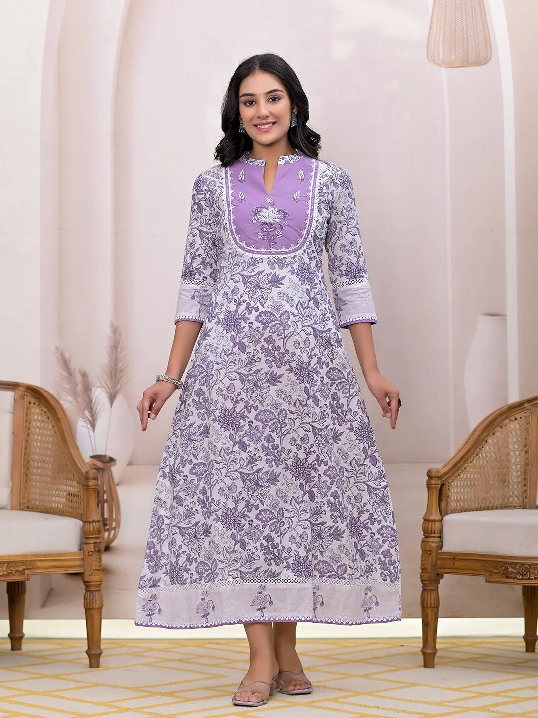 Purple-Cotton-Resham-Embroidery-Cotton-A-Liine-Maxi-Dress