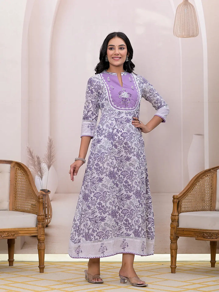 Purple-Cotton-Resham-Embroidery-Cotton-A-Liine-Maxi-Dress