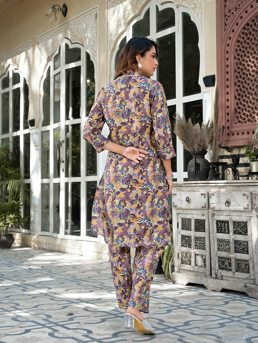 Purple-Silk-Blend-Floral-Printed-Co-Ord-Set