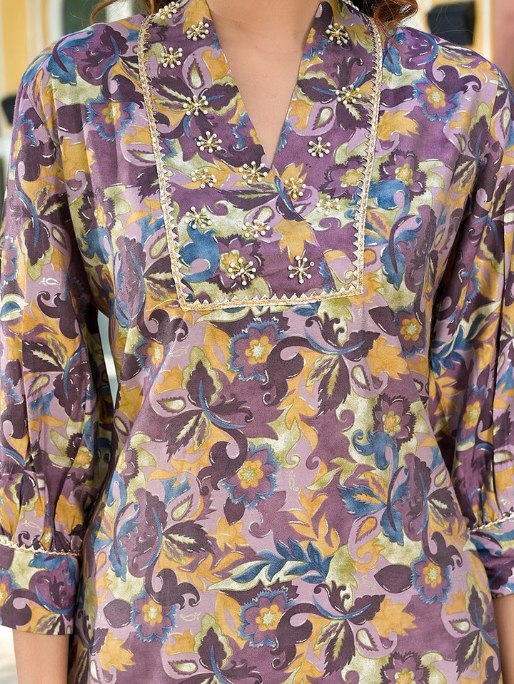 Purple-Silk-Blend-Floral-Printed-Co-Ord-Set