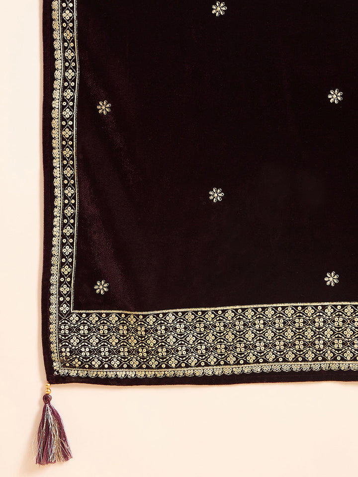 ZERESOUQ-Purple-Velvet-Floral-Printed-3-Piece-Anarkali-Set