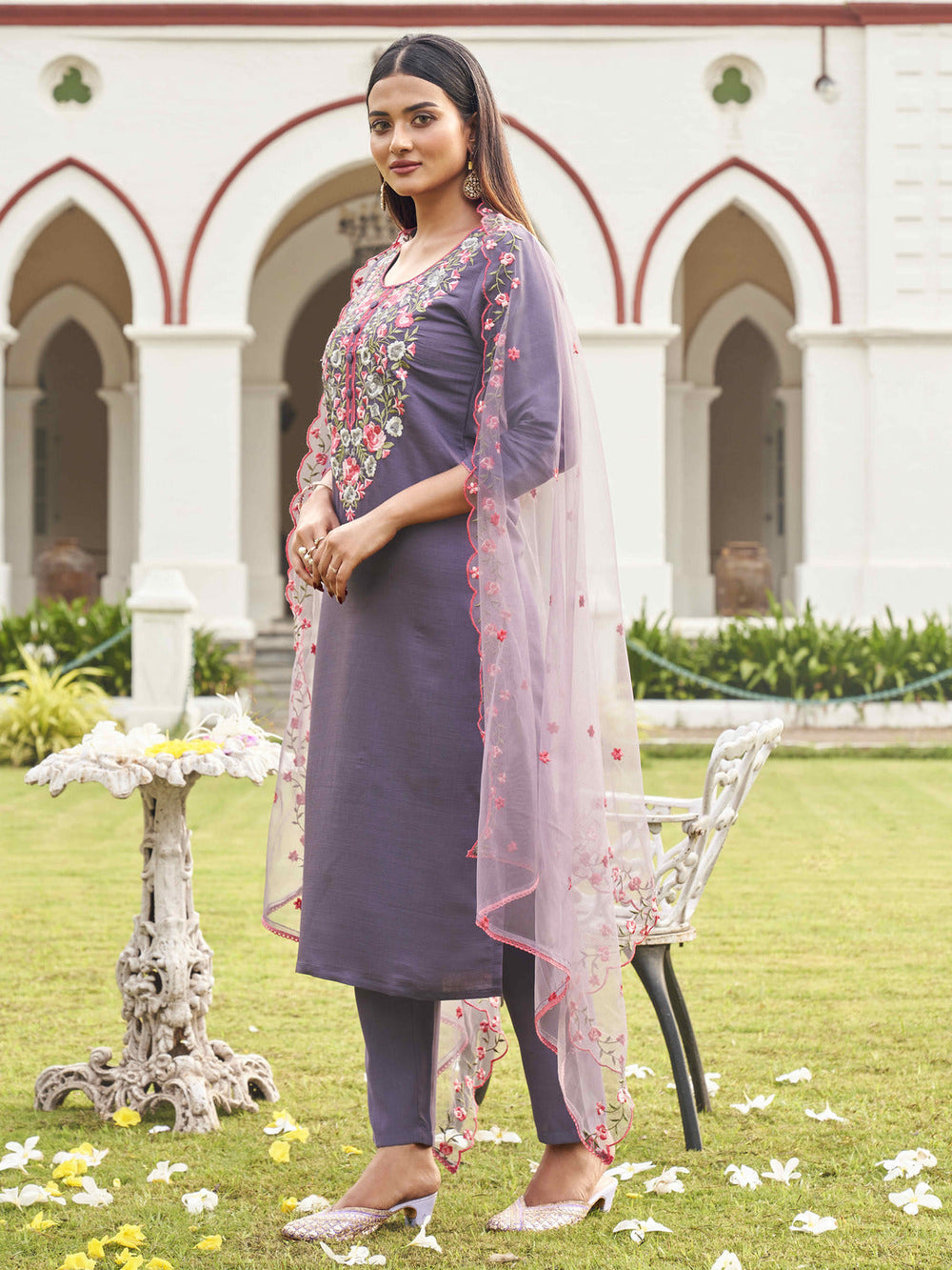 Purple-Chanderi-Floral-Embroiderywork-Kurta-Set