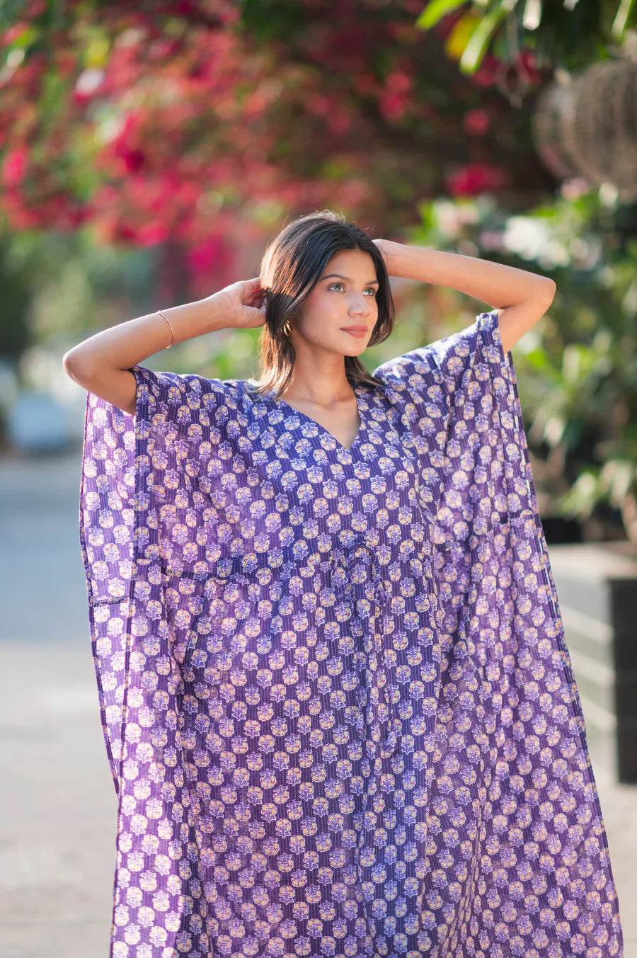 Purple-Cotton-Kaftan-Dress