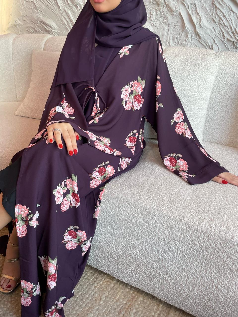 Purple-Georgette-Hayati-Kimono-&-Sheila-Set