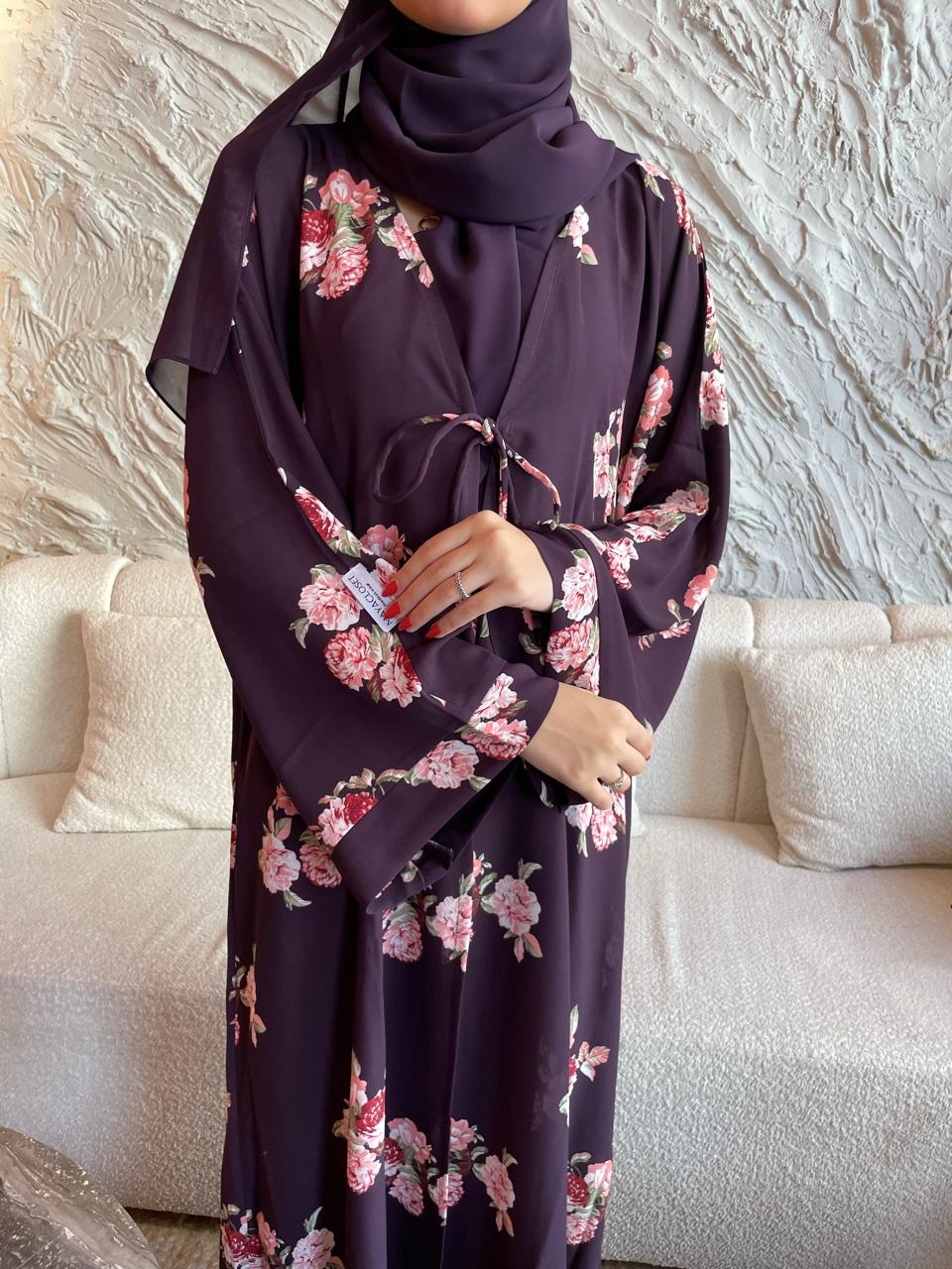 Purple-Georgette-Hayati-Kimono-&-Sheila-Set