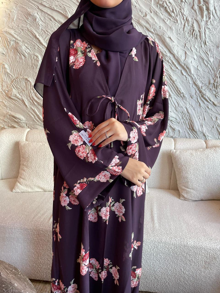Purple-Georgette-Hayati-Kimono-&-Sheila-Set