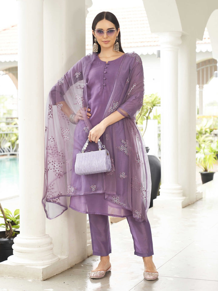Purple-Poly-Silk-Kurta-And-Pant-With-Dupatta-